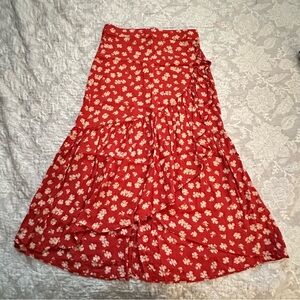 Madewell Asymmetrical Red Floral Skirt